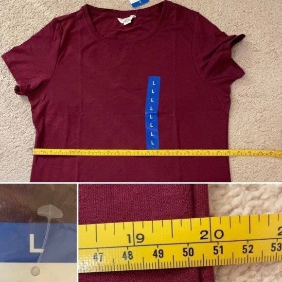 Danskin Tulip Hem Short Sleeved Tunic Top for Women Sz L in Cranberry Garnet Red - Picture 12 of 16